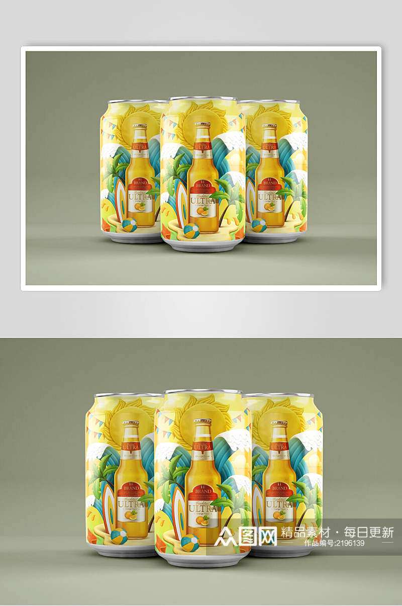 美味易拉罐饮料瓶样机效果图素材