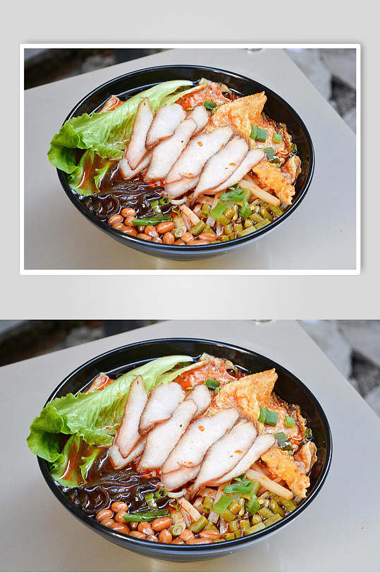 叉烧螺蛳粉食品摄影图片