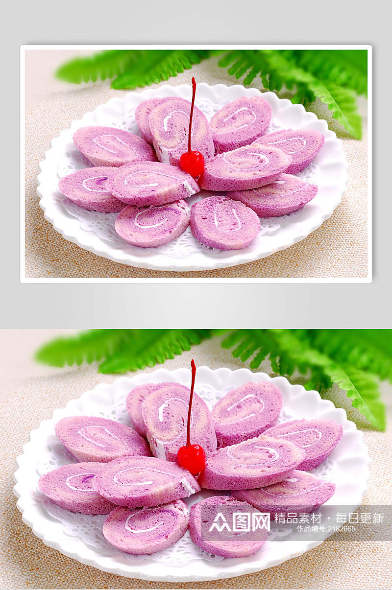 小吃海绵香芋卷摄影图素材
