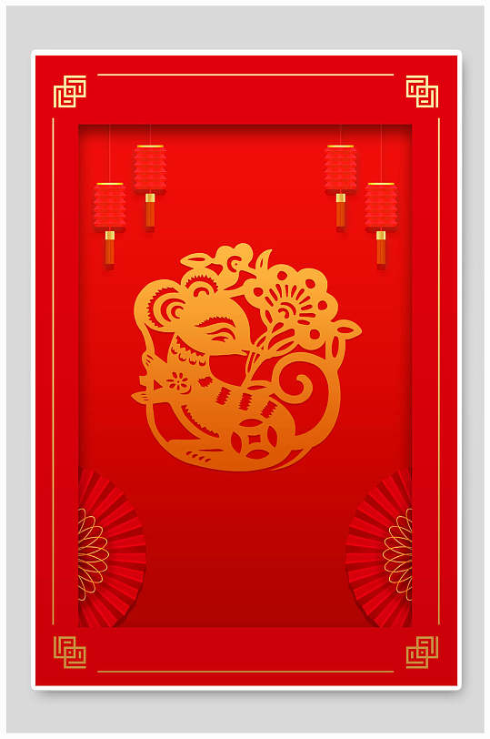 红金新年春节海报背景素材