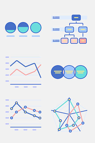 趋势图数据图形图标统计图免抠元素