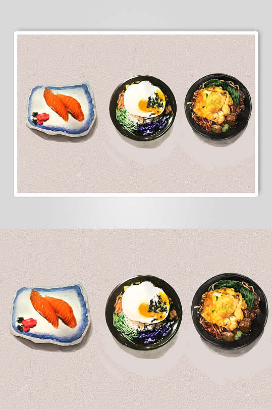 精致料理面食寿司插画素材