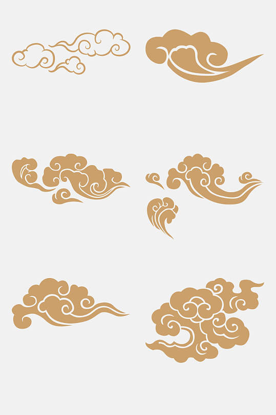 云古风装饰纹理中国风古典金色祥云中式云纹装饰花纹手绘云纹祥云装饰