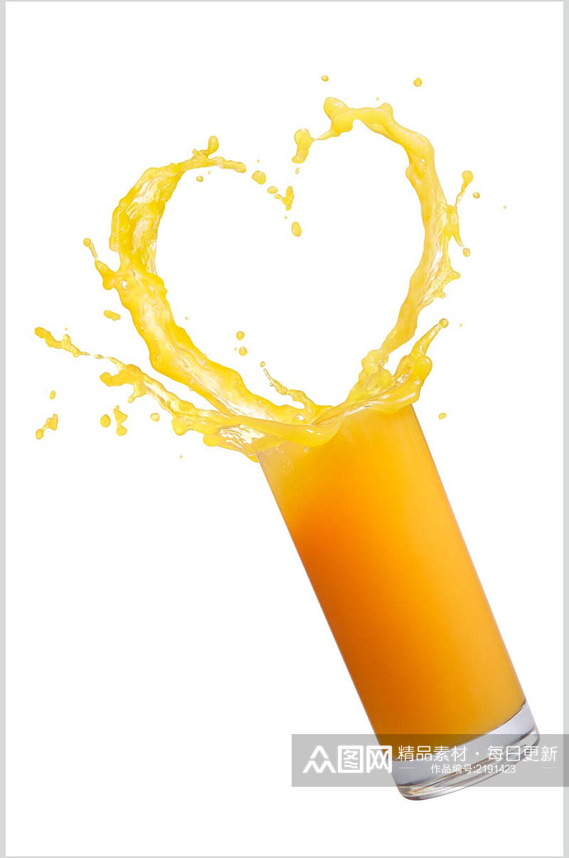 创意爱心橙汁饮料冷饮食物高清图片素材
