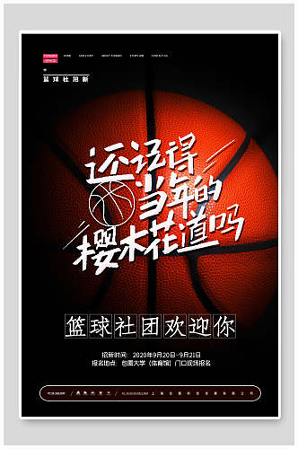 还记得当年的樱木花道吗篮球社团招新海报