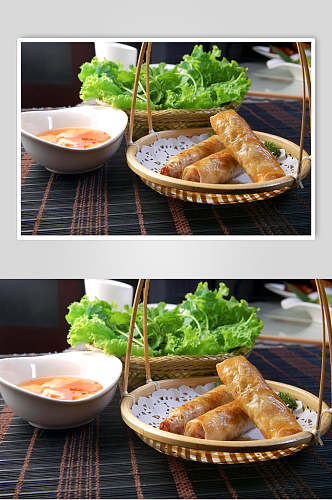 特色小吃越南春卷摄影图片