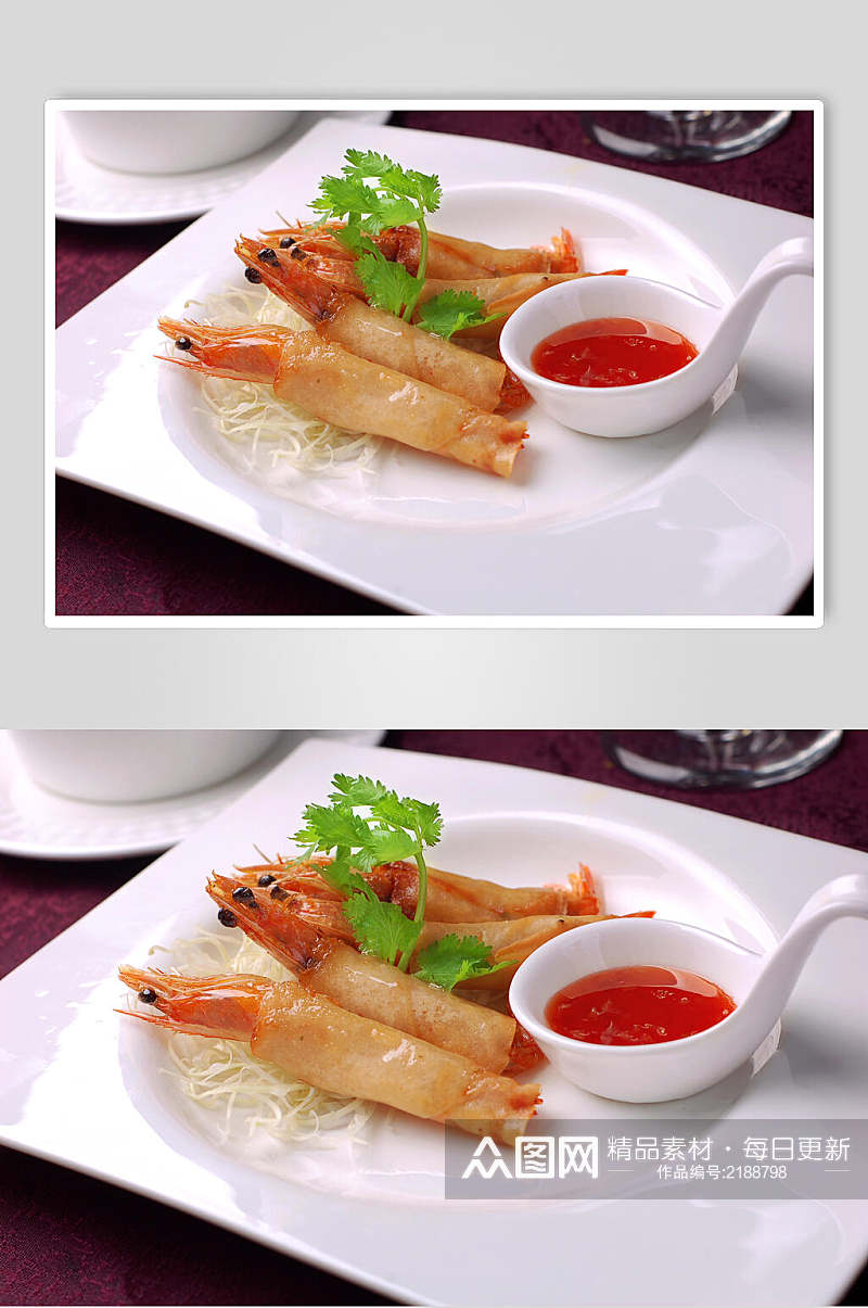 小吃南洋炸虾卷摄影图片素材