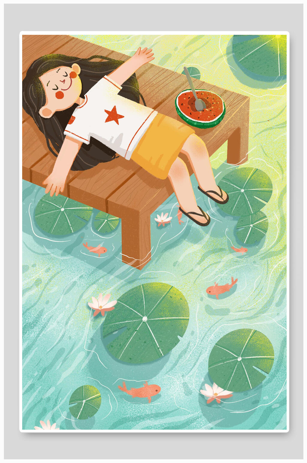 休闲大暑传统节气插画素材素材
