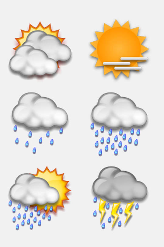 卡通天气雨天图标免抠元素