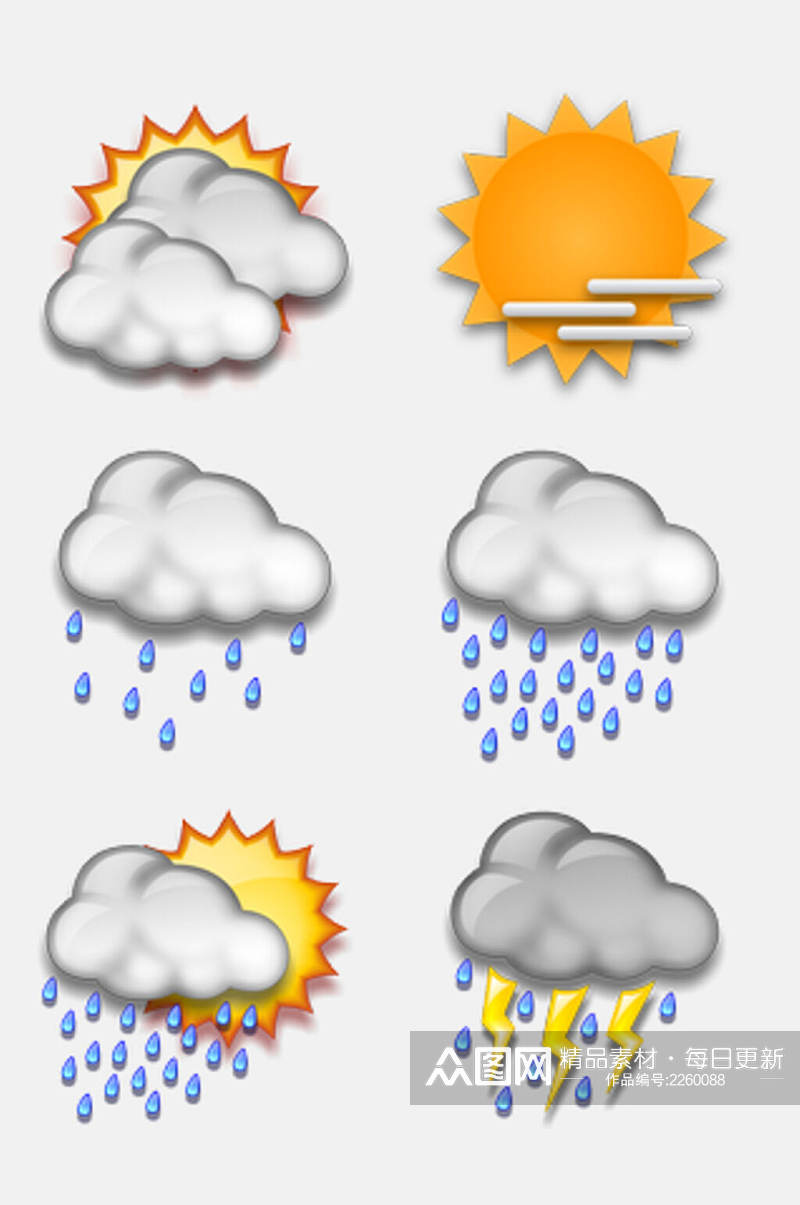 卡通天气雨天图标免抠元素素材