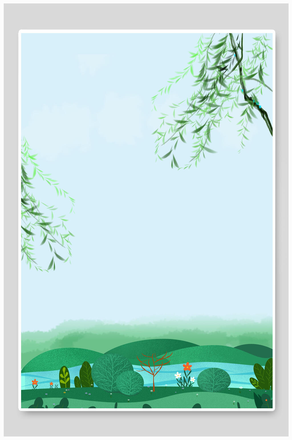 绿色淡雅夏季背景素材素材