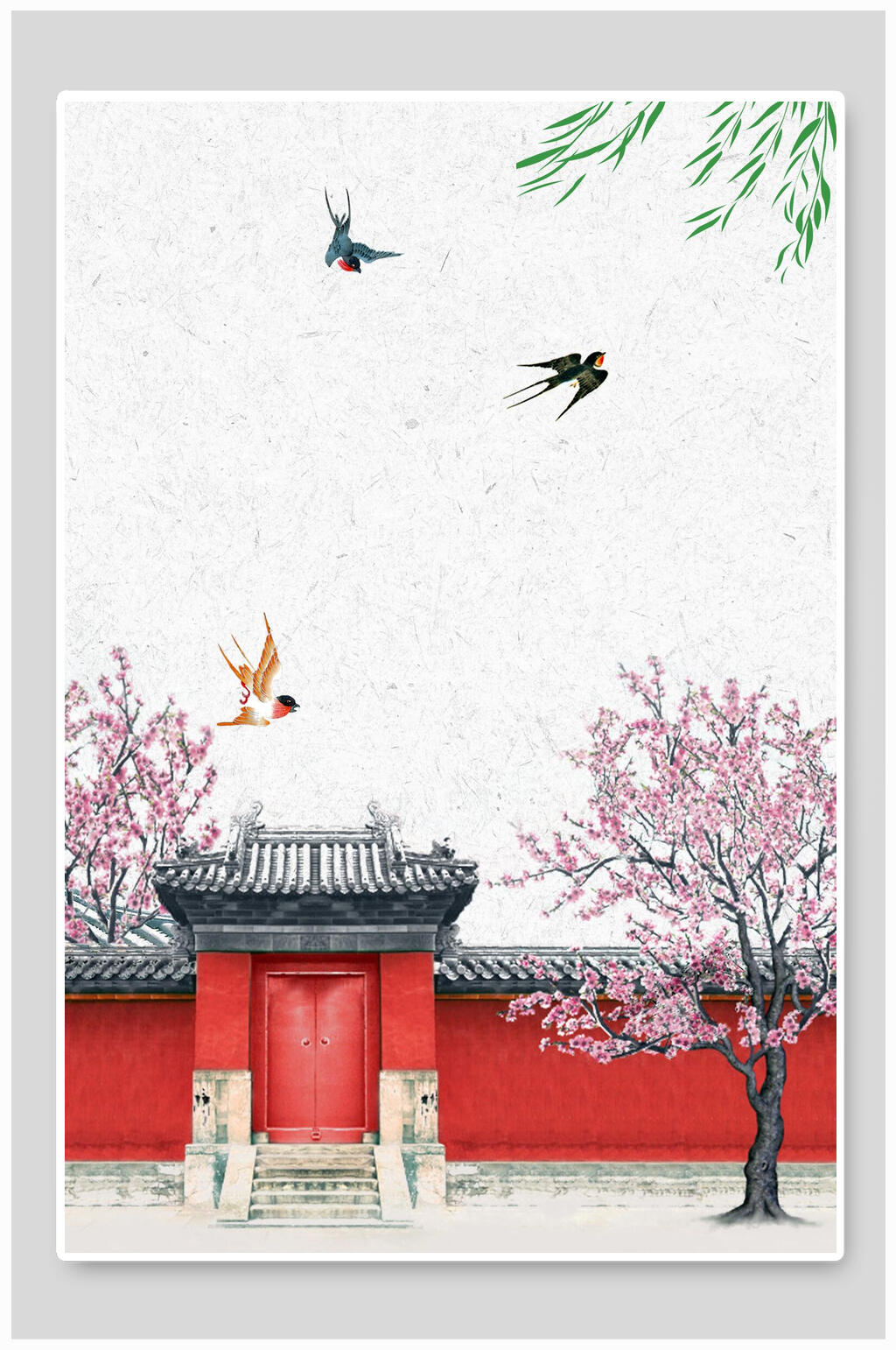 复古风桃花背景素材素材