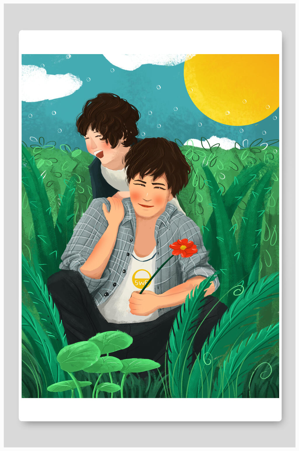 绿色植物父亲节插画素材素材