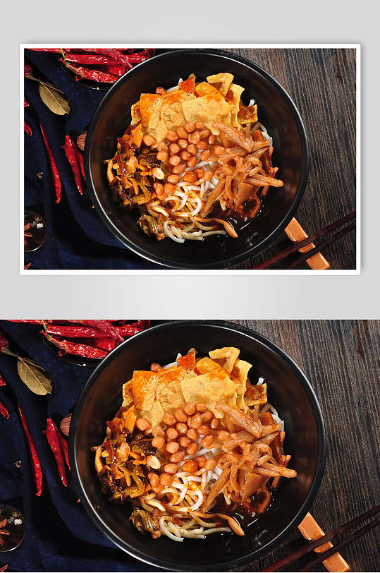 正宗美味干捞螺蛳粉摄影图片