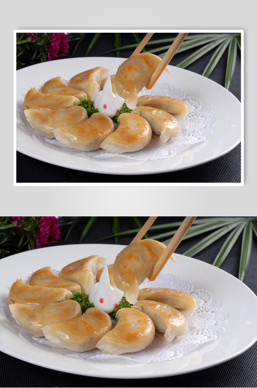 小吃鸡汁煎饺摄影图片素材