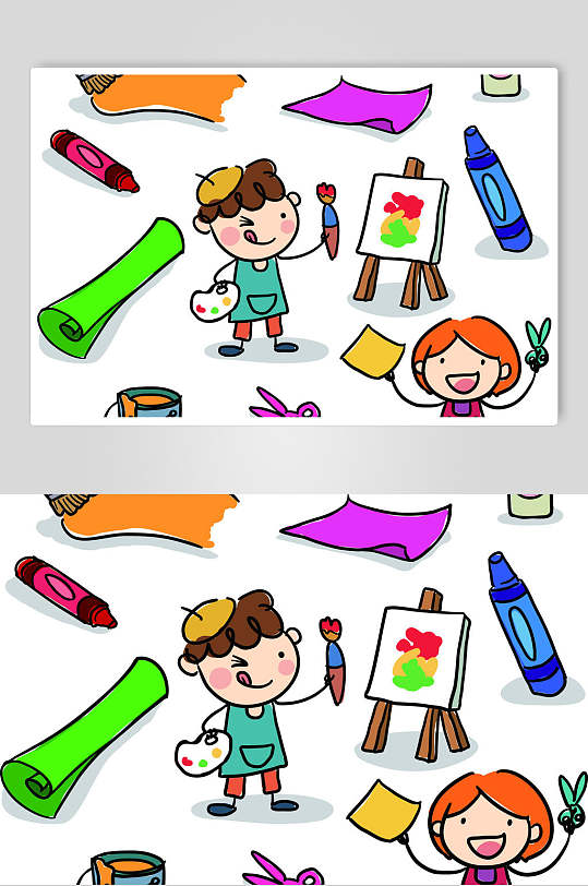绘画六一儿童节矢量插画素材