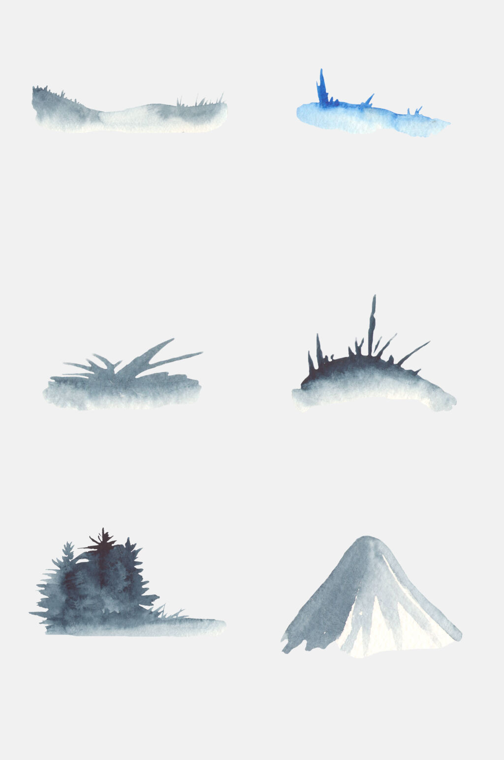 水彩水彩手绘冬季景观免抠元素素材