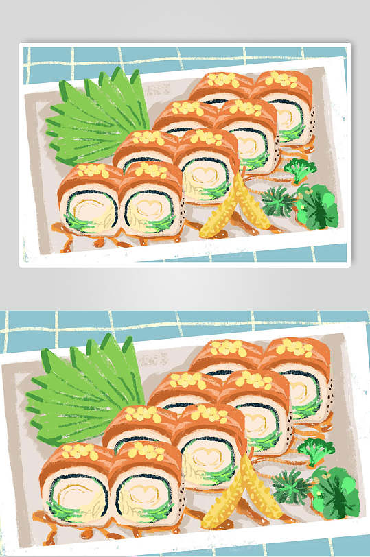 日式料理寿司插画素材