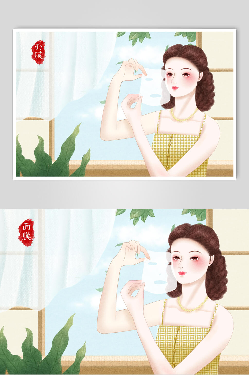 时尚旧上海女性插画素材素材