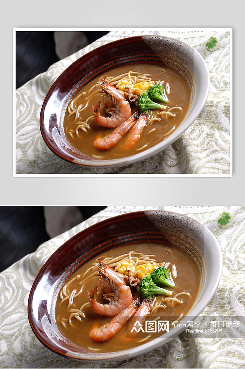 拉面海鲜咖喱面美食摄影图片素材