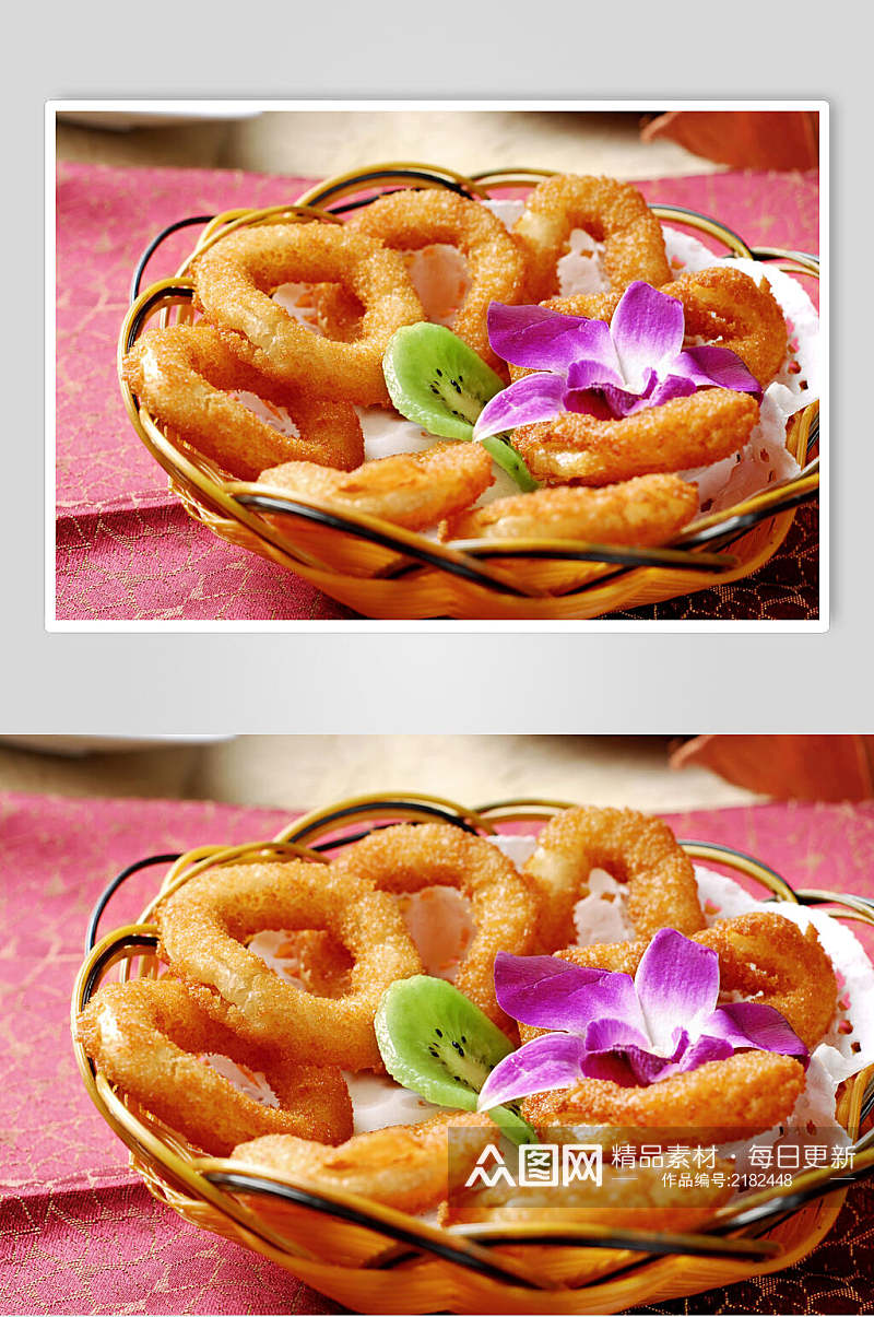阿伦西亚美味小食炸洋葱圈摄影图素材