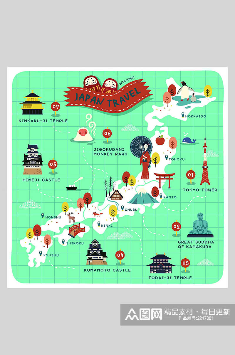 小清新创意日本旅游海报素材