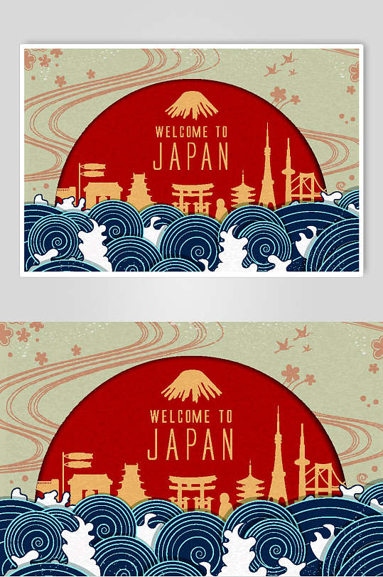 特色传统日本旅游海报