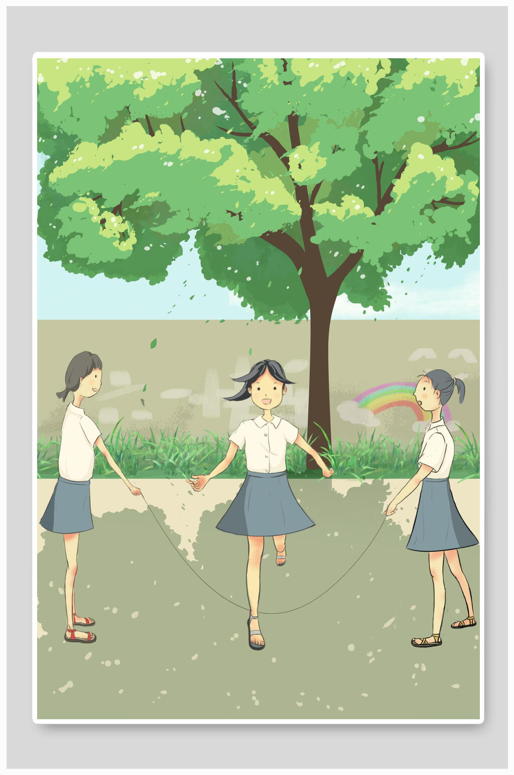 跳绳儿童节插画素材素材