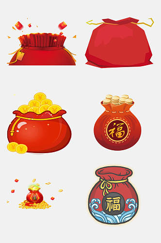 中国风福袋红包免抠元素