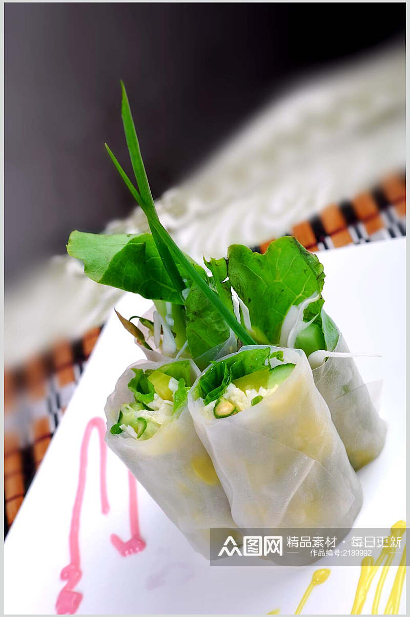 一品小菜越南蔬菜卷摄影图片素材