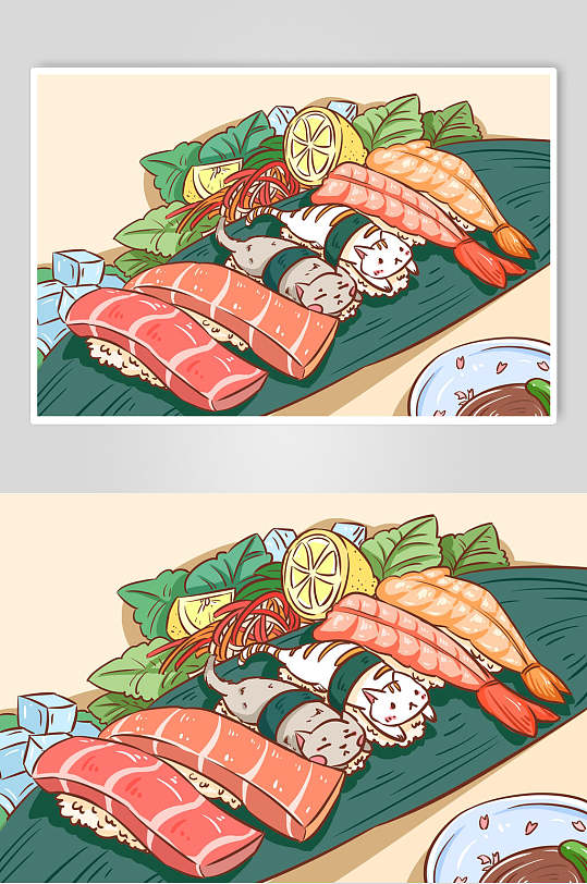 料理寿司插画素材