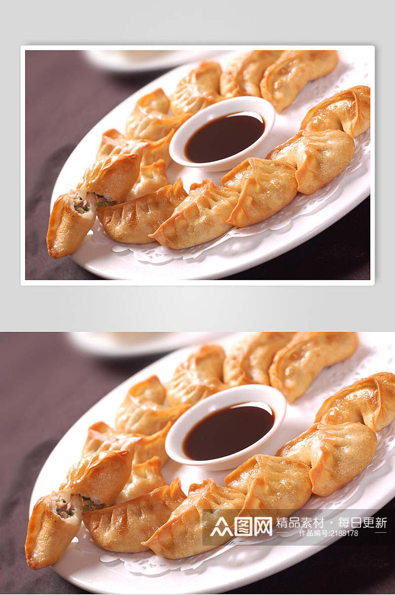 小吃韭菜锅贴饺美食摄影图片素材
