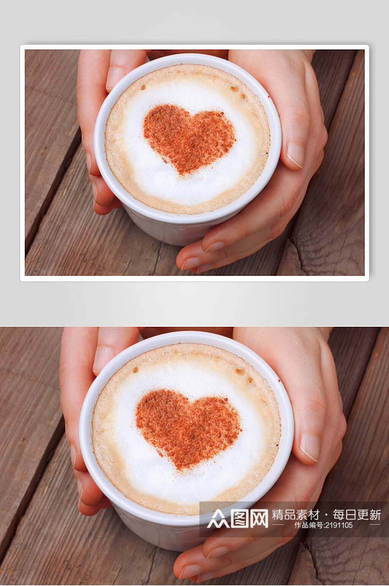 爱心拉花热饮咖啡海报摄影图片素材