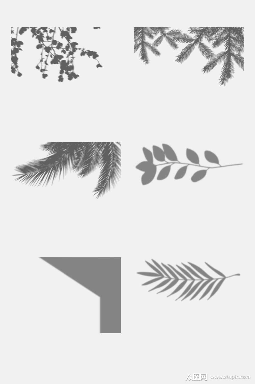 简洁树影叶子影子免抠元素素材