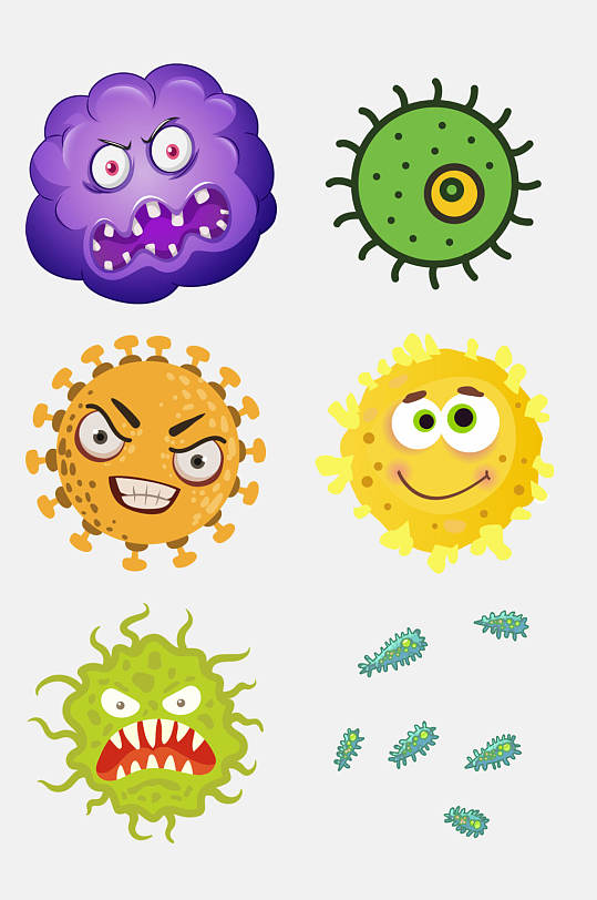 卡通病毒细菌细胞免抠素材
