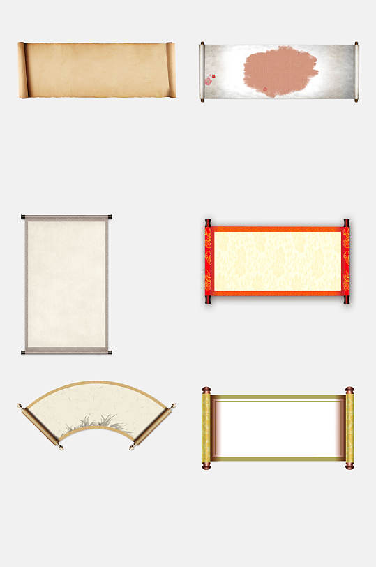 水墨风卷轴免抠元素素材