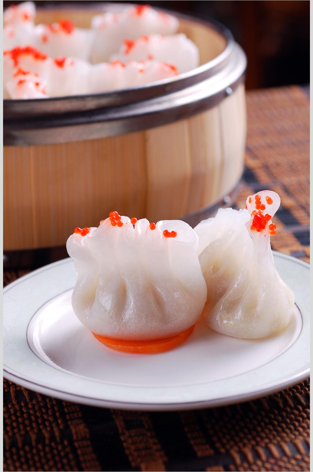小吃水晶白菜饺美食摄影图片素材