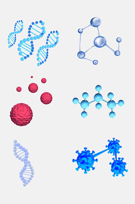 简洁水彩医学细菌生物细胞分子免抠素材