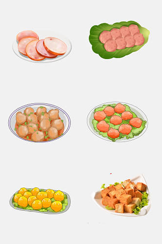 水彩美味火锅食材鲜肉蔬菜免抠元素