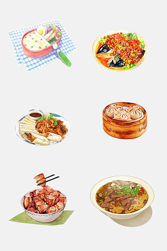 清新中式美食菜品免抠元素