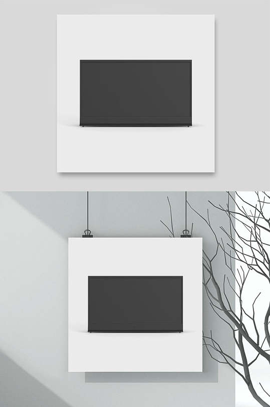 极简黑色电视机免抠元素-众图网