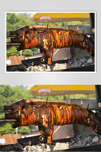 烤全猪烤肉牛排餐饮食品图片