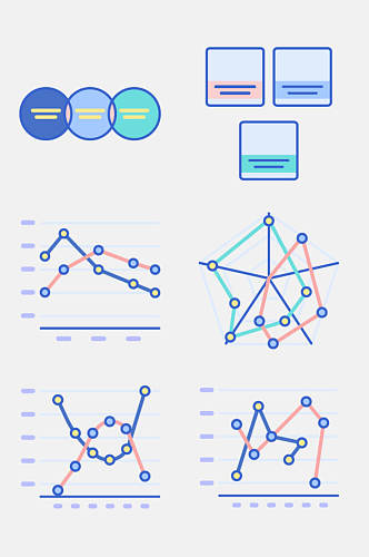 点线趋势图数据图形图标统计图免抠元素