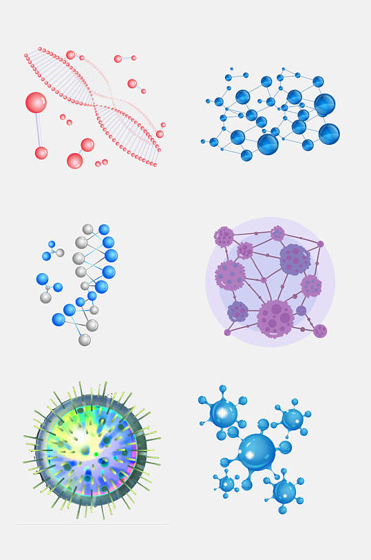 高端水彩立体医学细菌生物细胞分子免抠素材