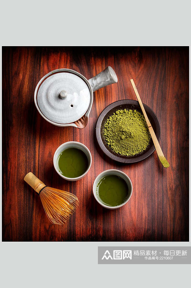 绿茶粉末茶饮饮品高清图片素材