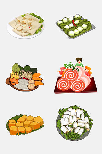 火锅食材鲜肉蔬菜免抠元素