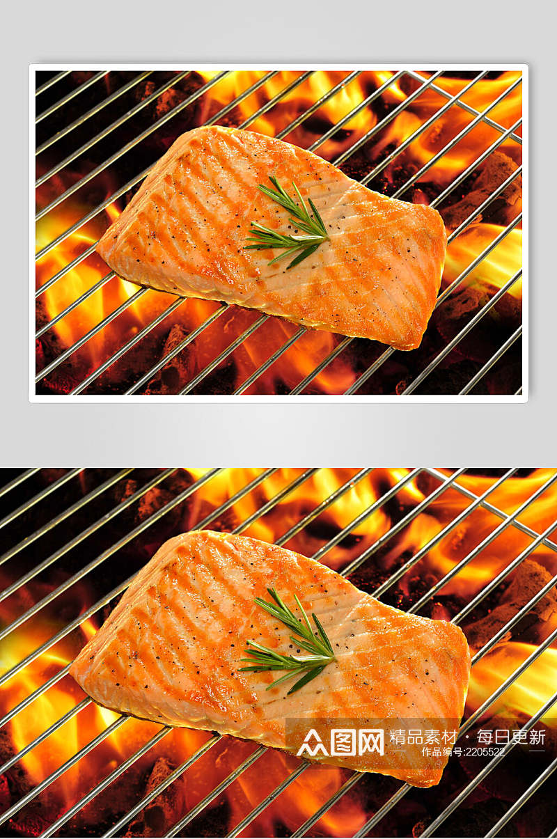 三文鱼海鲜烤肉牛排图片素材