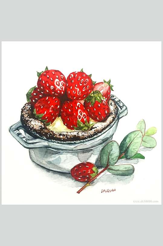草莓蒸蛋糕美食甜品图片