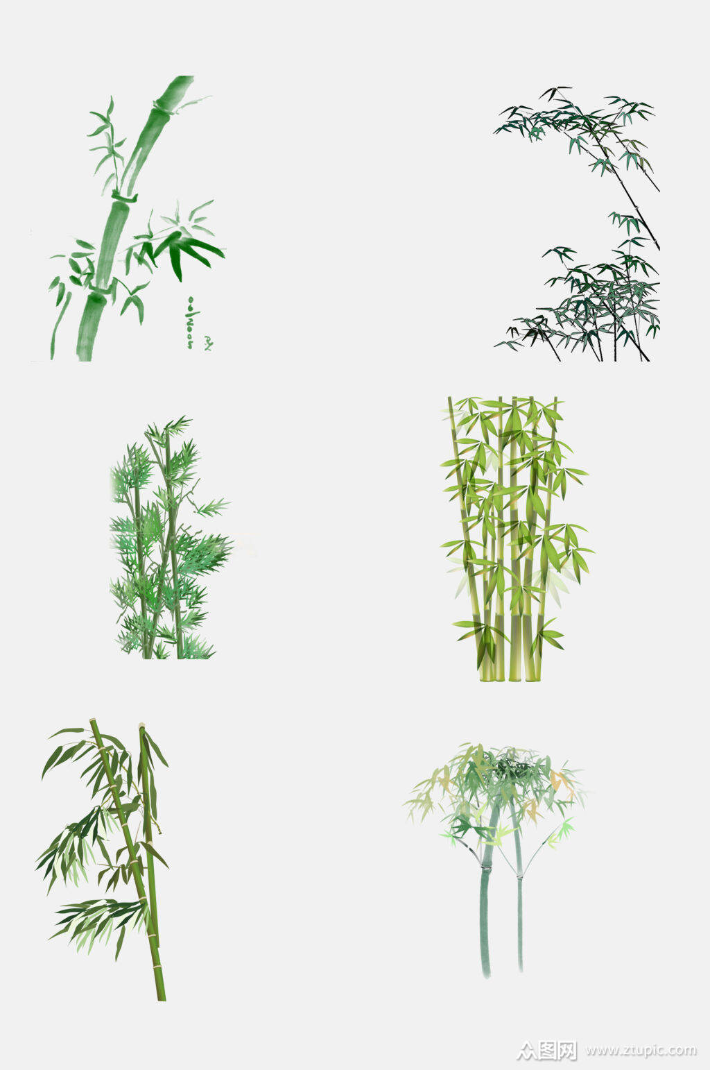 水彩渐变竹子免抠元素素材