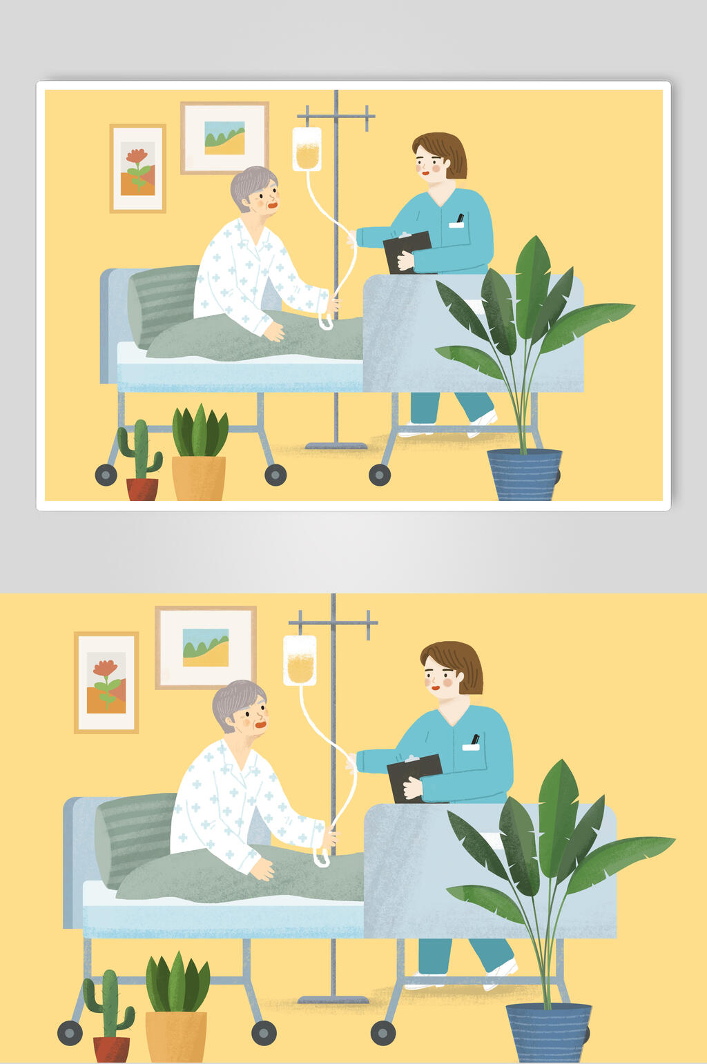 黄色医院医疗插画素材素材